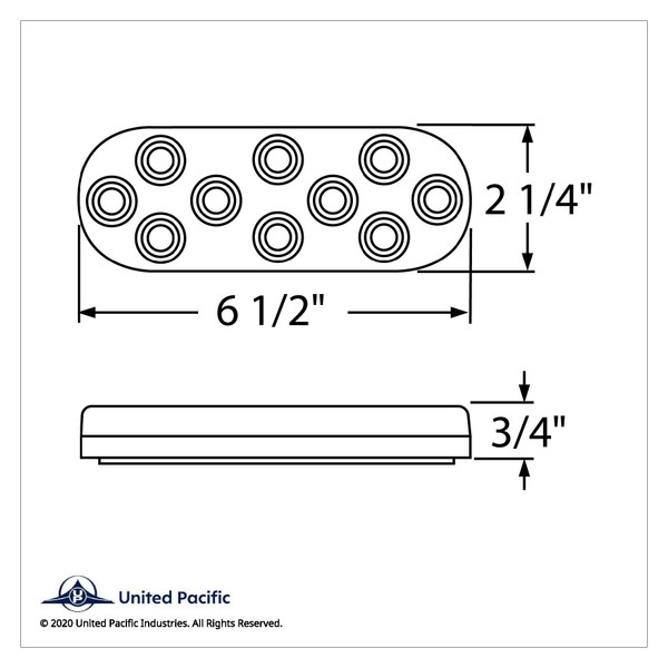 10 LED 6" Oval Light (Stop, Turn & Tail) - Red LED/Clear Lens