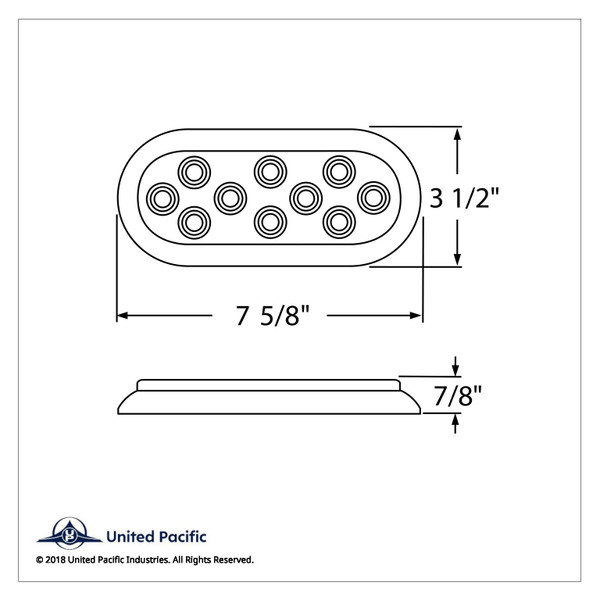 10 LED 6" Oval Flange Mount Light With Bezel (Stop, Turn & Tail) - Red LED/Red Lens (Bulk)