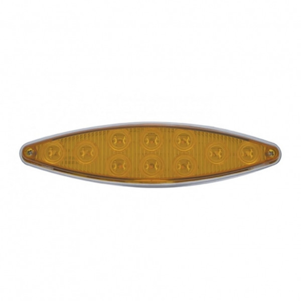 10 LED Cat's Eye Style Turn Signal Light With Bezel - Amber LED/Amber Lens