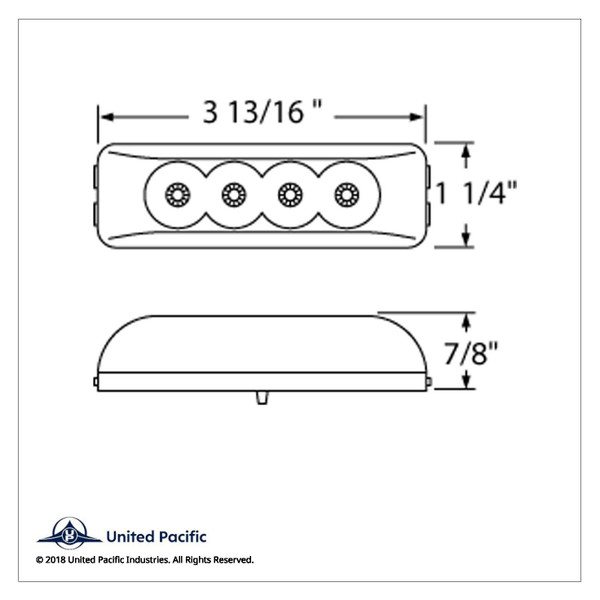 4 LED Reflector Rectangular Light (Clearance/Marker) - Amber LED/Amber Lens