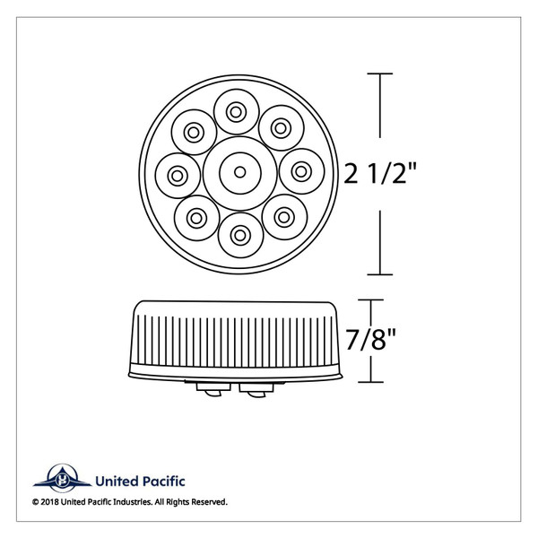 9 LED 2-1/2" Round Pure Reflector Light (Clearance/Marker) - Amber LED/Amber Lens