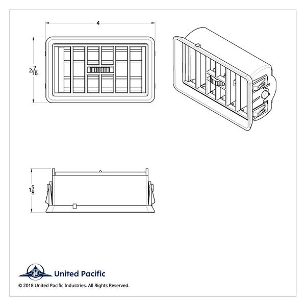 Chrome Plastic A/C Vent With Cross Grids for 1989-2010 Freightliner FLD/Classic - Driver