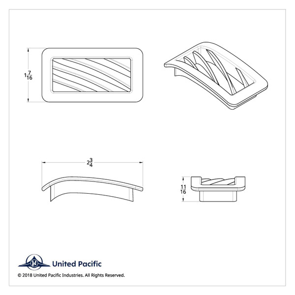 Chrome Plastic A/C Vent For 2001-2005 Peterbilt - Passenger