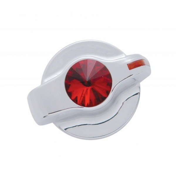 Chrome Plastic A/C Control Knob With Crystal - Red Crystal