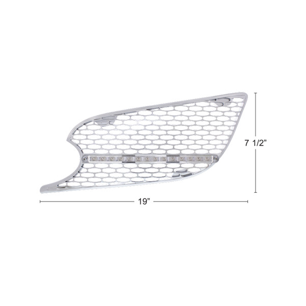 Chrome Air Intake Grille With LED Light For 2012-2021 Peterbilt 579 (Driver) - Amber LED/Clear Lens