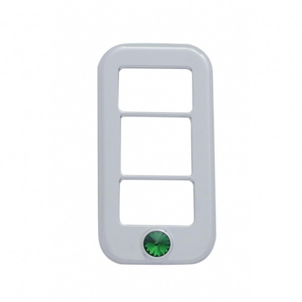 Rocker Switch Cover With 3 Openings & Green Crystal For Freightliner (3 Pack)