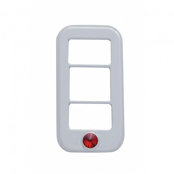 Rocker Switch Cover With 3 Openings & Red Crystal For Freightliner (3 Pack)