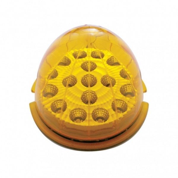 Fog Light Cover With Amber LED Clear Style Reflector Light & Visor For 2007-17 KW T660- Driver -Amber Lens