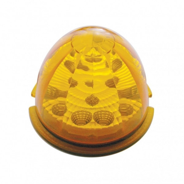 Fog Light Cover With Amber LED Reflector Watermelon Light & Visor For 2007-17 KW T660- Driver -Amber Lens