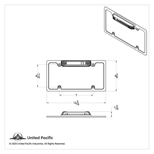 Chrome License Plate Frame With Back-Up Light - White LED/Clear Lens