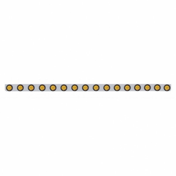 79-1/2" Stainless Bumper Light Bracket With Sixteen 9 LED 2" Light & Grommets - Amber LED/Amber Lens