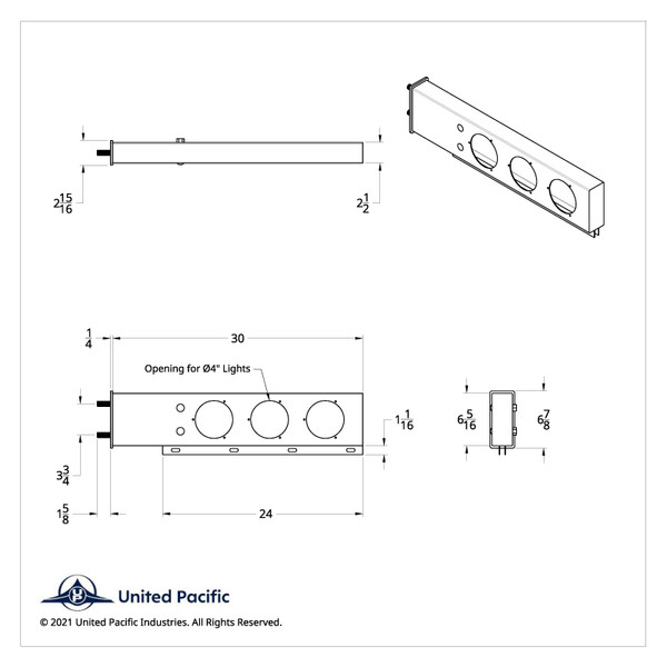 3-3/4" Bolt Pattern Deluxe SS Spring Loaded Bar W/6X 7 Red LED 4" Reflector Light -Clear Lens (Pair)
