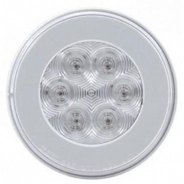 3-3/4" Bolt Pattern Deluxe SS Spring Loaded Bar W/6X 21 Red LED 4" GloLight -Clear Lens (Pair)