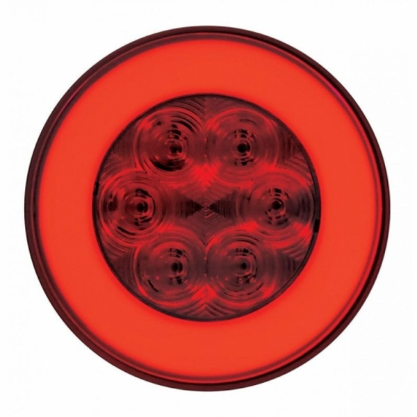 2-1/2" Bolt Pattern Chrome Spring Loaded Rear Bar W/6X 21 Red LED 4" GloLight & Grommet-Red Lens (Pair)