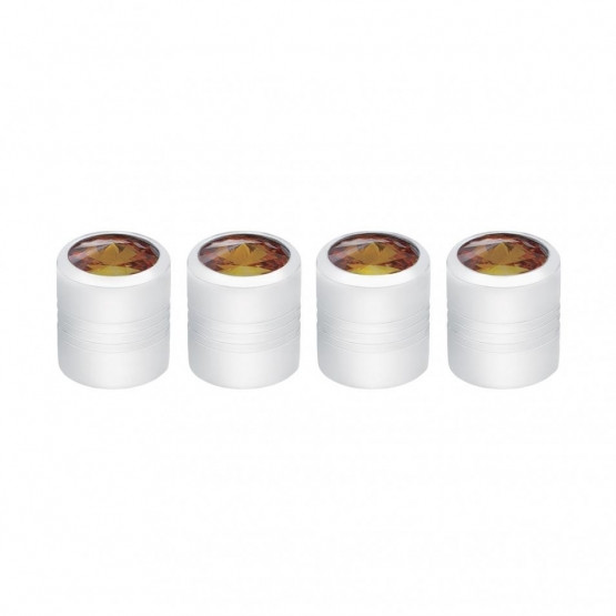 Chrome Round Valve Caps With Smoke Crystal (4 Pack)