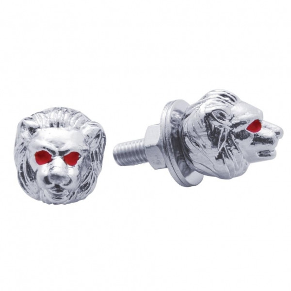 Chrome Lion Head License Plate Fastener (2 Pack)