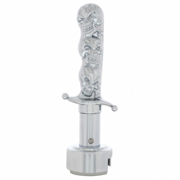 Chrome Skull Dagger 13/15/18 Speed Gearshift Knob With Adapter