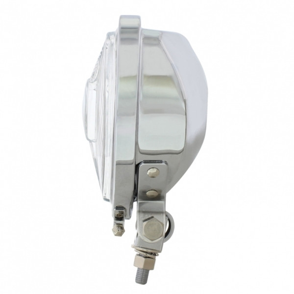 Triangle Headlight With Chrome Housing & Flat Back
