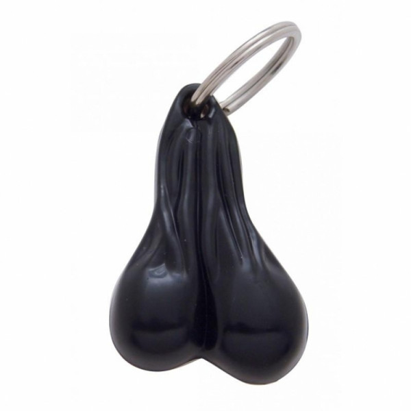 2-1/2" Small Plastic Low-Hanging Balls Novelty Key Chain - Black