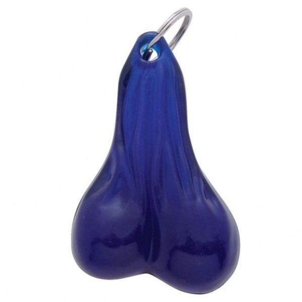 4-1/2" Medium Low-Hanging Balls Novelty Key Chain - Blue (Bulk)