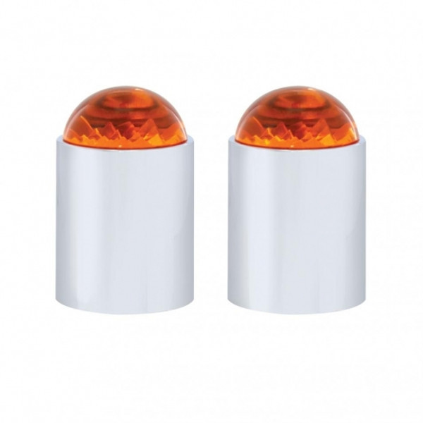 Stainless Bumper Guide Kit With Dome Lens Top - Amber Lens (Pair)