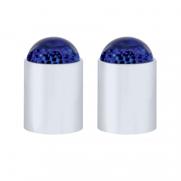 Dome Lens Bumper Guide Top With Chrome Base - Blue (2 Pack)