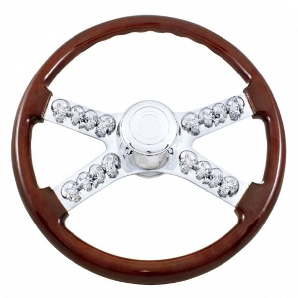 18" Skull Steering Wheel With Hub & Horn Kit  - International