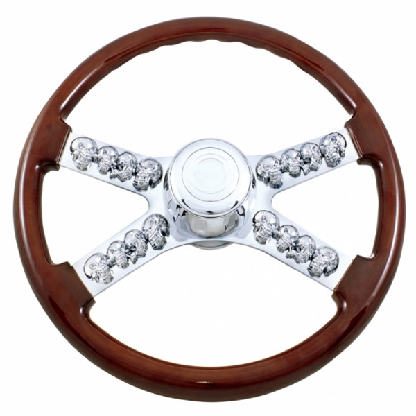 18" Skull Steering Wheel With Hub & Horn Kit  - Freightliner 1989-July 2006
