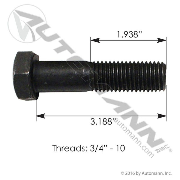 Shock Bolt 3/4 -10 X 3-1/4 GR5 HEN/TUR