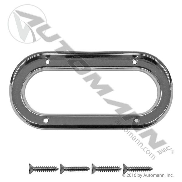 Light Bezel w/Visor 6in Chrome Plastic