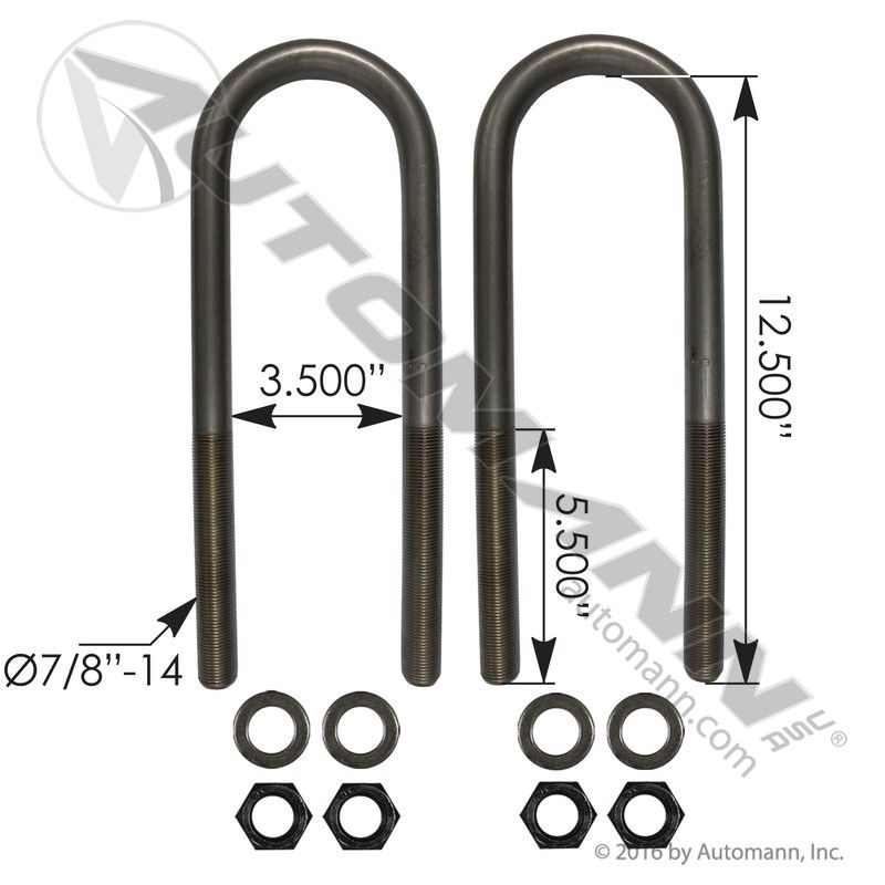 U Bolt Kit 7/8in X 3-1/2in X 12-1/2in