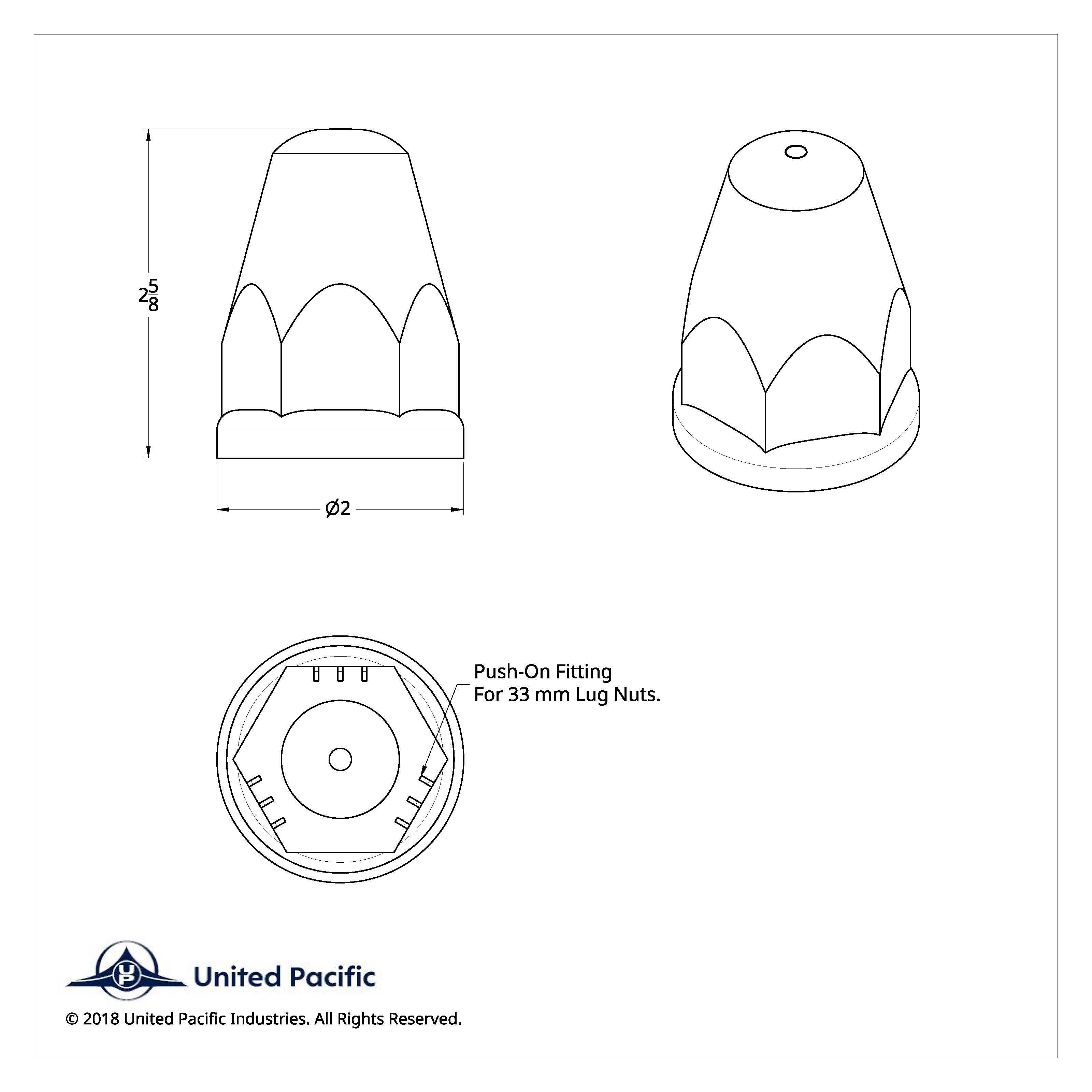 33mm X 2-5/8" Chrome Plastic Bullet Nut Covers With Flange - Push-On (60 Pack)