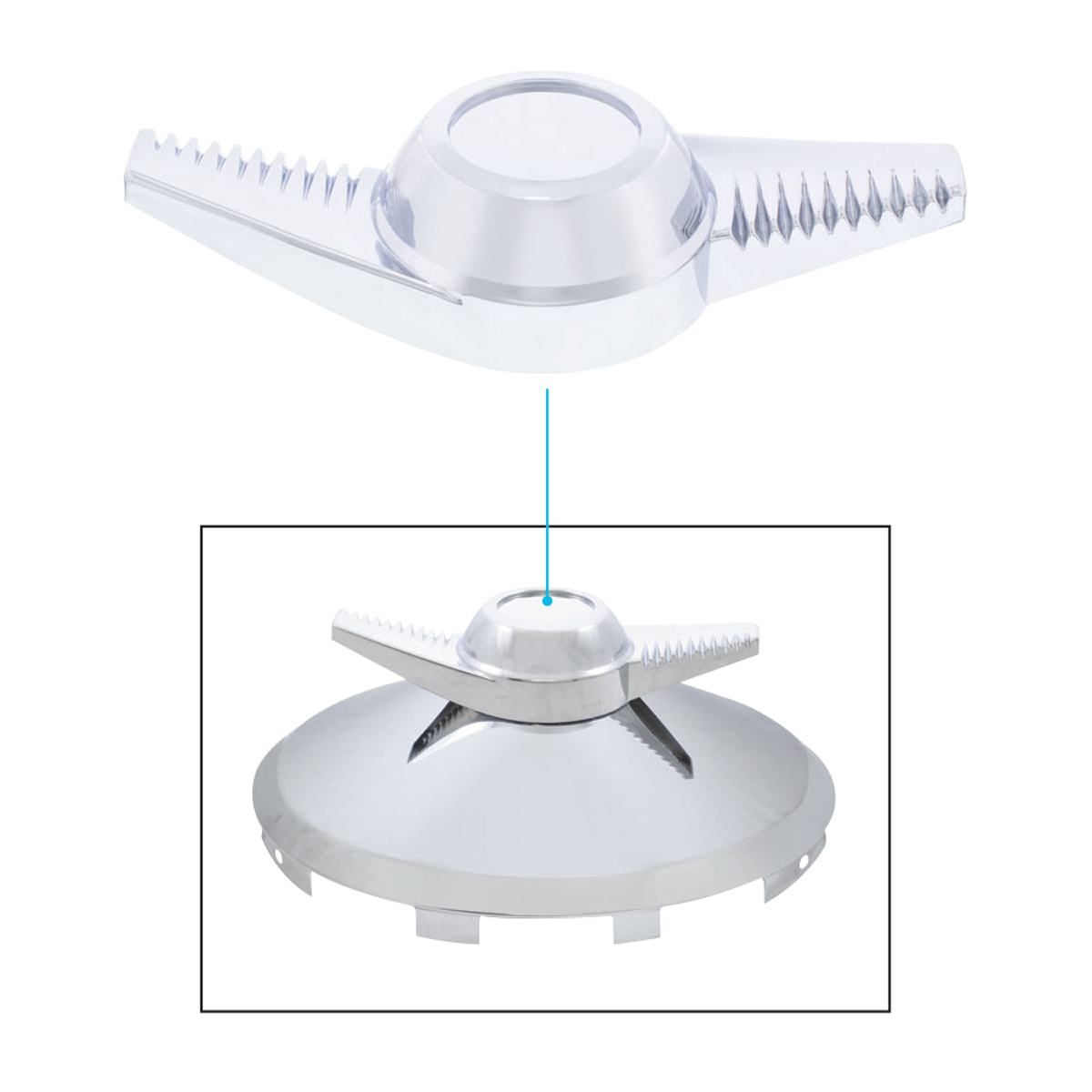 Chrome Plastic 2-Bar "Groovy" Hub Cap Spinner
