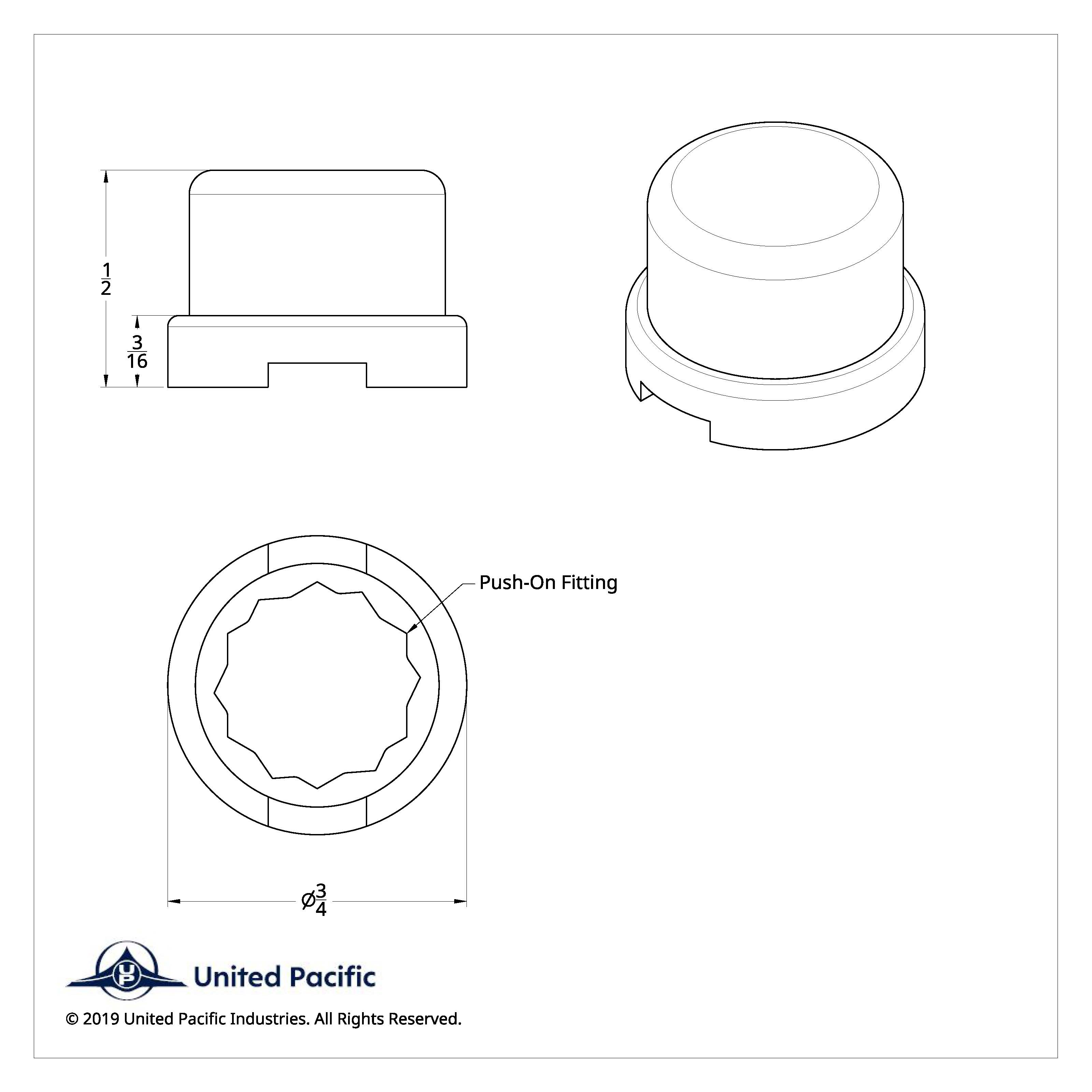 7/16" x 1/2" Chrome Plastic Flat Top Nut Covers - Push-On (10 Pack)