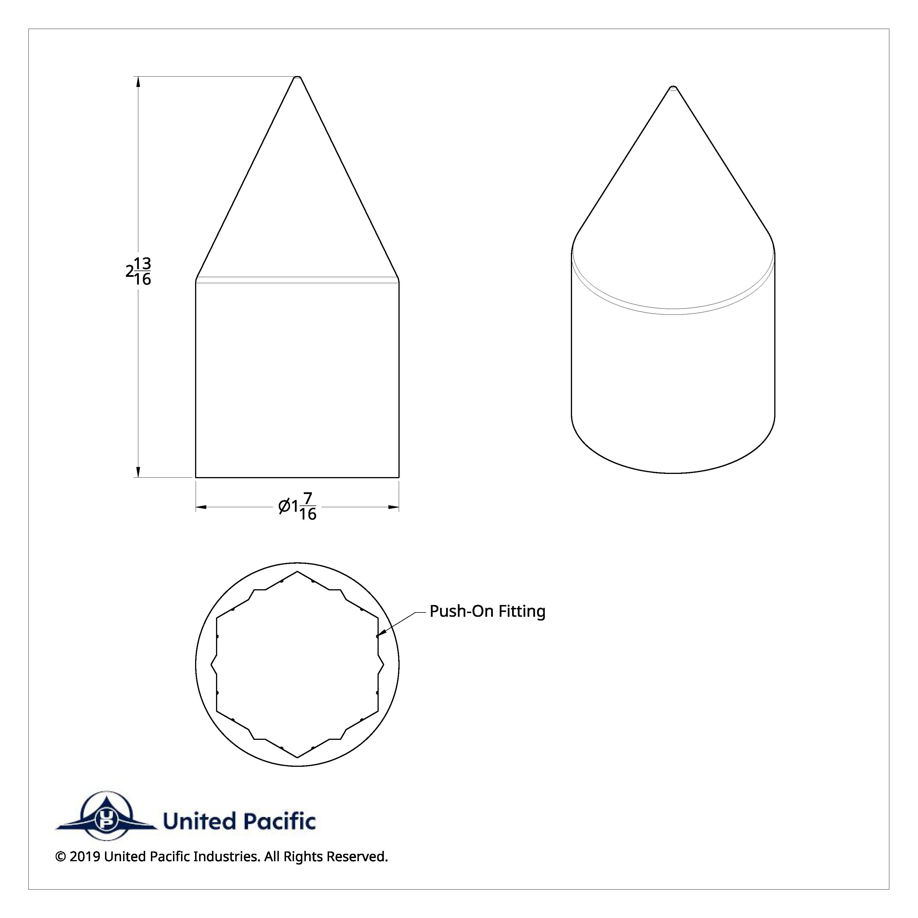 1-1/8" x 2-13/16" Chrome Plastic Spike Nut Covers - Push-On (Color Box Of 10)