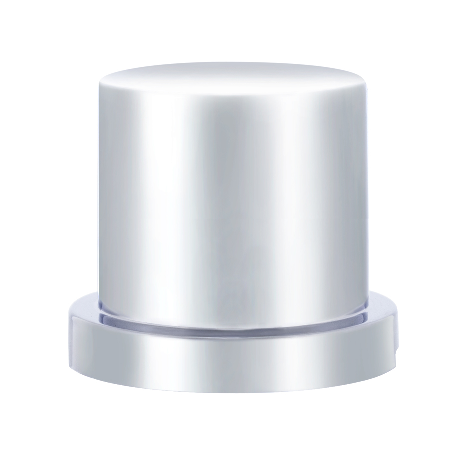 1-3/16" X 1-5/8" Chrome Plastic Flat Top Nut Cover With Flange - Push-On (Bulk)