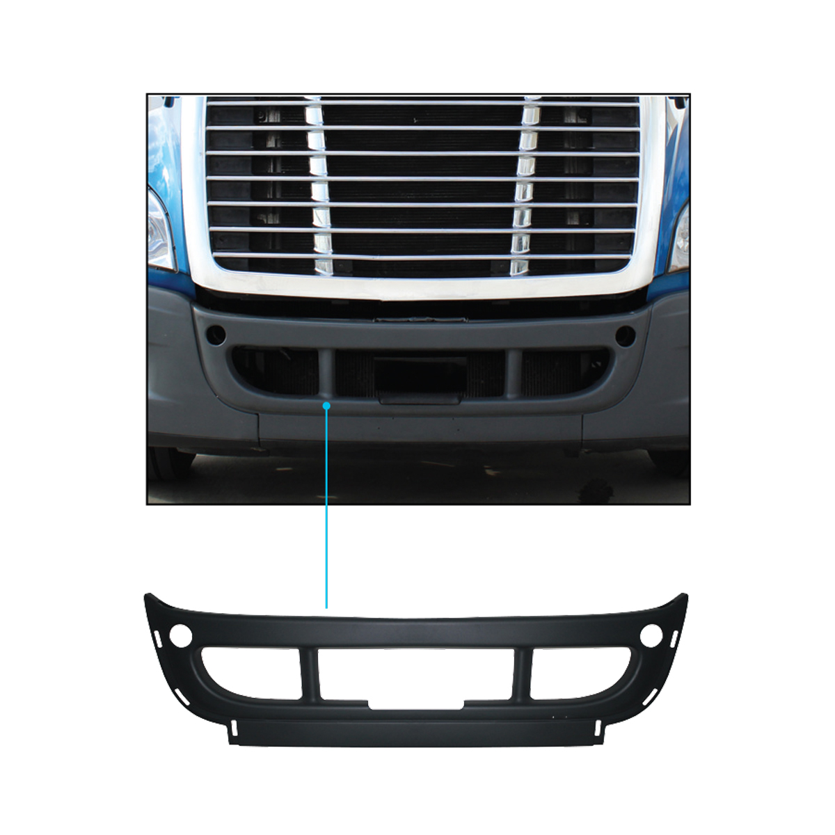 Center Bumper Without Center Trim Mounting Holes For 2008-2017 Freightliner Cascadia (Box Of 5)