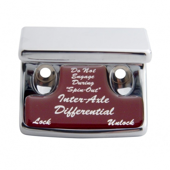 Chrome Plastic Axle/Differential Switch Guard With Glossy Sticker For 1990-2010 Freightliner Classic-Red