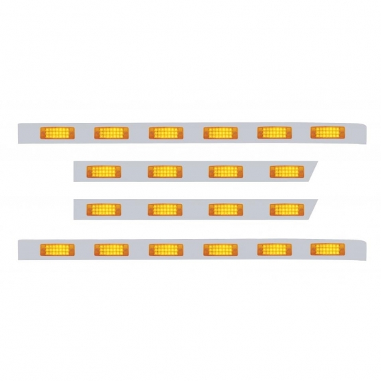 63" Stainless Sleeper Panel With Twenty 21 LED Rectangular For Peterbilt- Amber LED/Amber Lens
