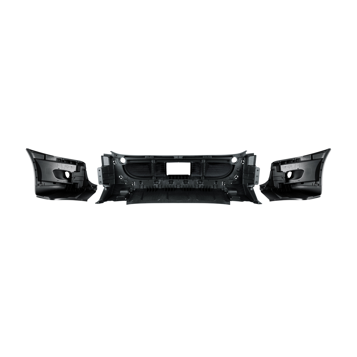 Complete 3-Piece Front Bumper Set With Fog Light Hole For 2008-2017 Freightliner Cascadia