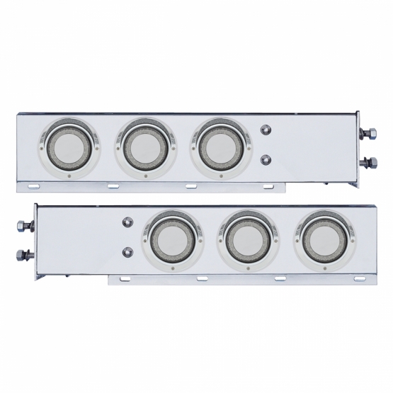 2-1/2" Bolt Pattern SS Spring Loaded Rear Bar W/6X 4" Red LED "Mirage" Lights & Visor -Clear Lens (Pair)