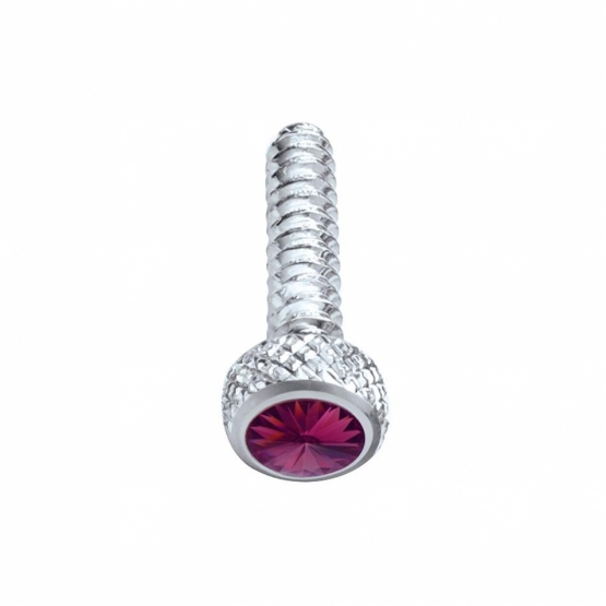 Chrome Short Dash Screw For Freightliner With Purple Crystal (Bulk)