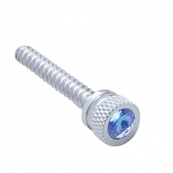 Chrome Long Dash Screw With Blue Crystal For Freightliner (2 Pack)