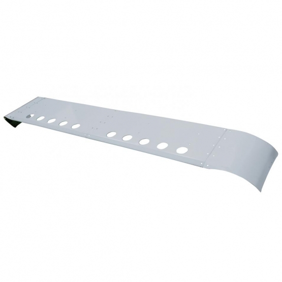 12-1/2" SS Drop Visor With Light Cutouts For Freightliner Classic/FLD With Raised/Condo Roof