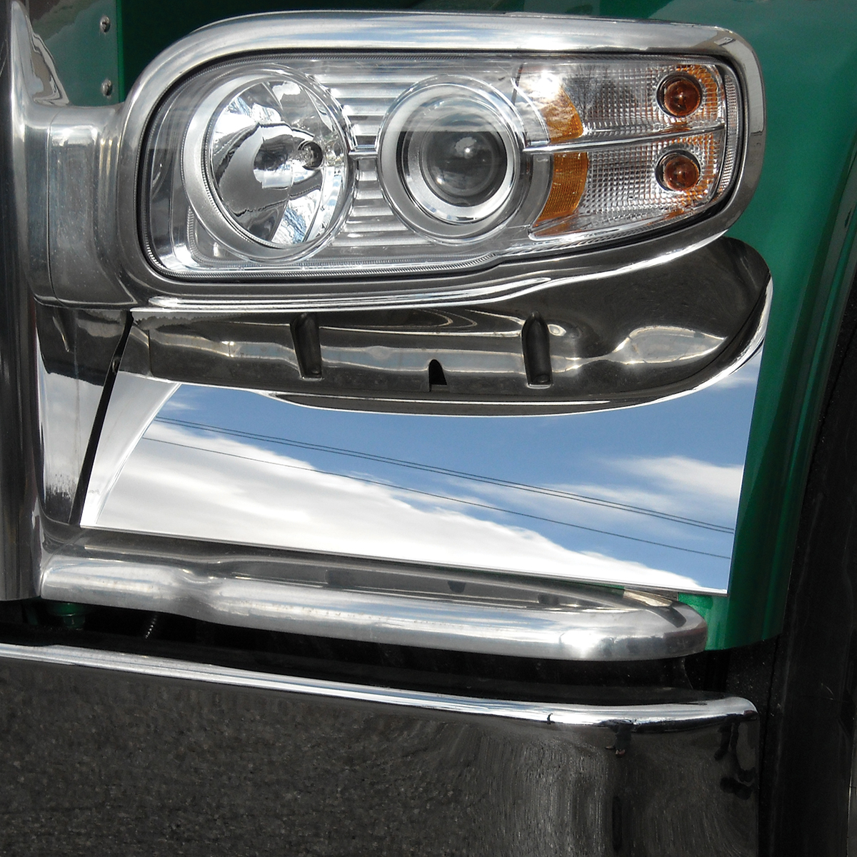 SS 12" Extended Non Louvered Plain Style Sunvisor For PB 379/388/389/367 (2005+) With Standard Cab