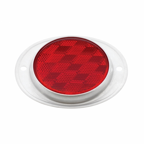 3-3/16" Round Reflector With Aluminum Mount Base - Red