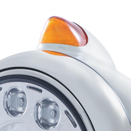 Chrome Guide 682-C Headlight 11 LED Bulb & Original Style LED Signal - Amber Lens