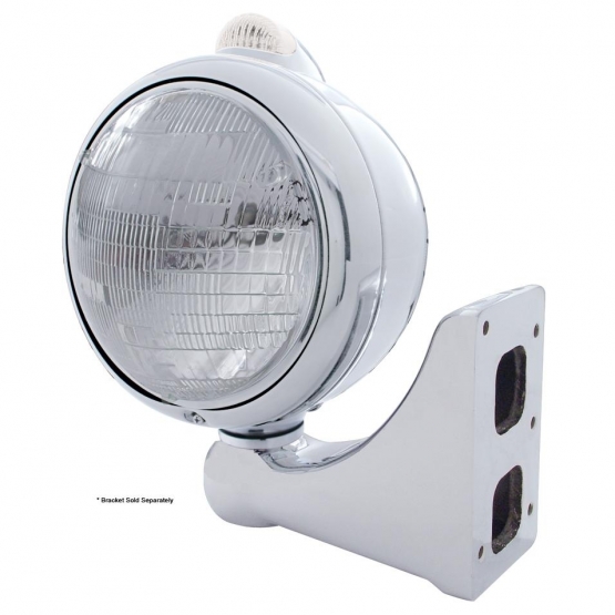 Stainless Steel Guide 682-C Style Headlight 6014 & LED Turn Signal - Clear Lens