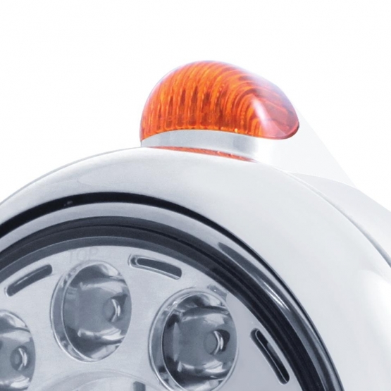 Stainless Steel Guide 682-C Headlight 11 LED Bulb & Dual Mode LED Signal-Amber Lens