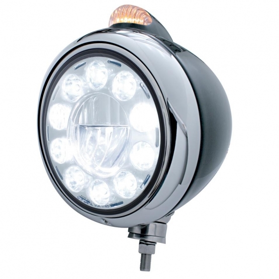 Black Guide 682-C Headlight 11 LED Bulb & Dual Mode LED Signal - Clear Lens
